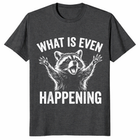 Confused sarcastic raccoon shirt dark heather grey
