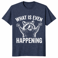 Confused sarcastic raccoon shirt heather navy
