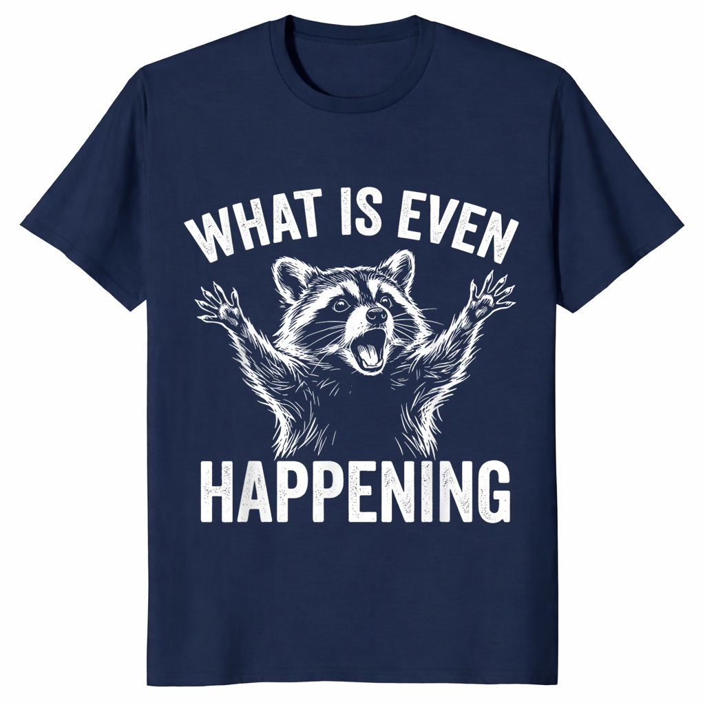Confused sarcastic raccoon shirt navy