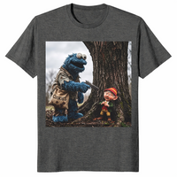 Cookie Monster robbing Keebler Elf tree shirt in dark heather