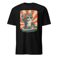 Cool DJ Cat Shirt in black with Stylish Cat Lovers Gift design by Cuccico
