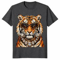 Cool tiger with sunglasses shirt dark heather grey