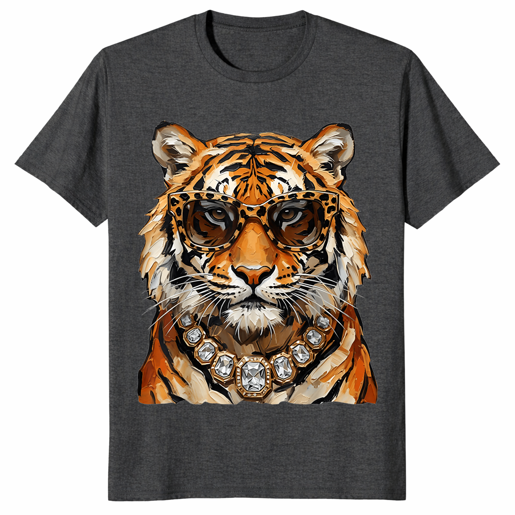 Cool tiger with sunglasses shirt dark heather grey