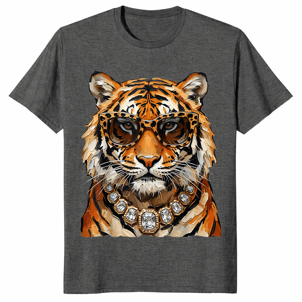 Cool tiger with sunglasses shirt dark heather