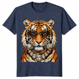 Cool tiger with sunglasses shirt heather navy
