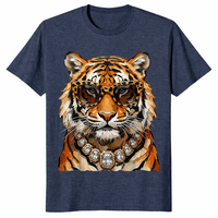 Cool tiger with sunglasses shirt heather navy