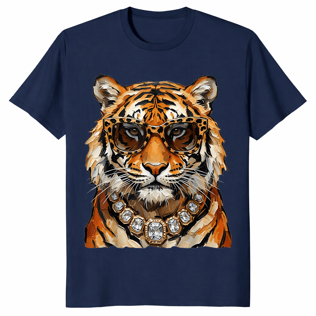 Cool tiger with sunglasses shirt navy