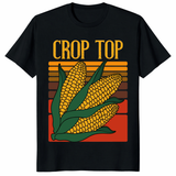 Corn crop top shirt in black funny farming pun graphic tee