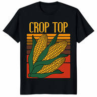 Corn crop top shirt in black funny farming pun graphic tee