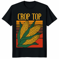 Corn crop top shirt in black funny farming pun graphic tee