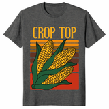 Corn crop top shirt in dark heather for farming humor fans