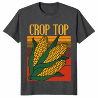 Corn crop top shirt in dark heather grey funny farm pun tee