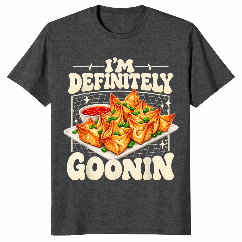 Dark heather grey funny crab rangoon tee