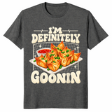 Dark heather retro food shirt with golden fried wontons