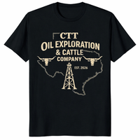 CTT Oil & Cattle Texas T-Shirt – Oilfield Ranch Distressed Longhorn Tee | Cuccico