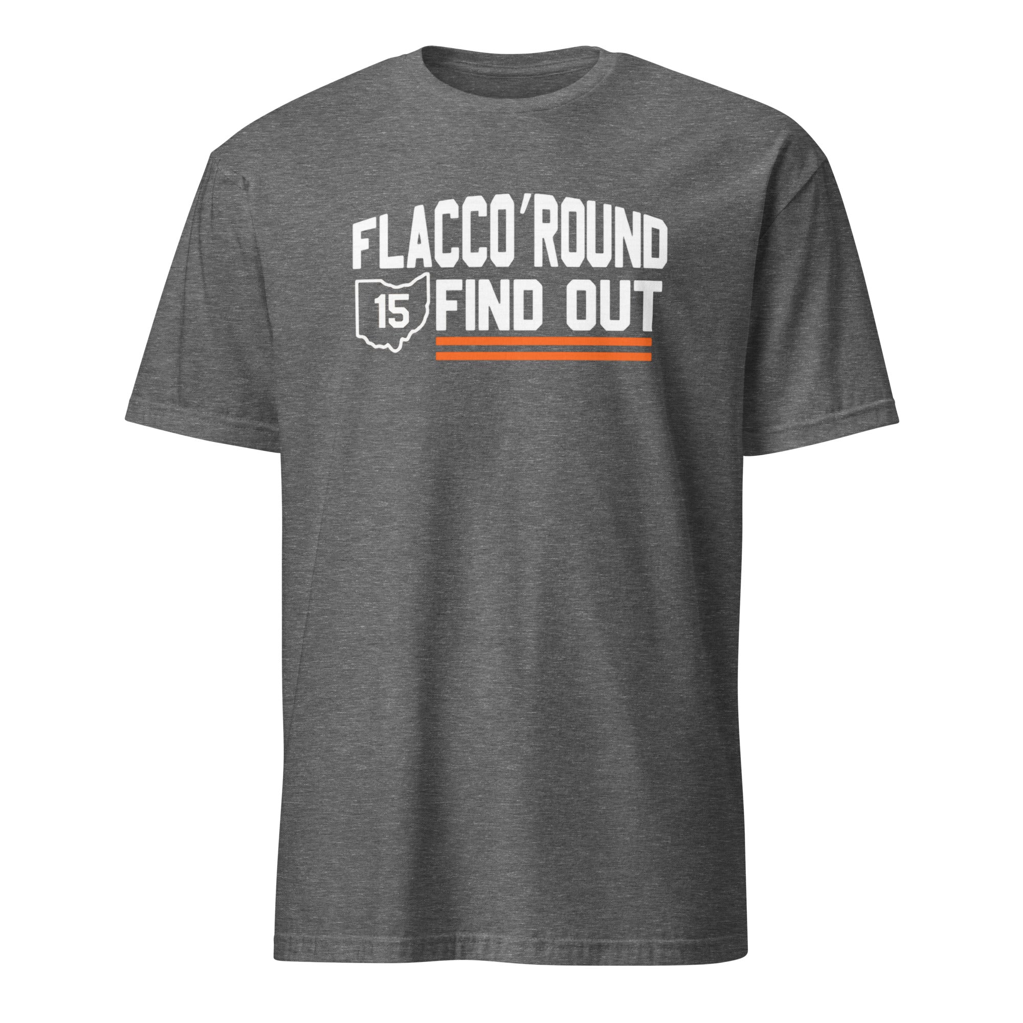Cuccico Flacco Round And Find Out Shirt in Graphite Heather – Cleveland Vs The World Dawg Pound