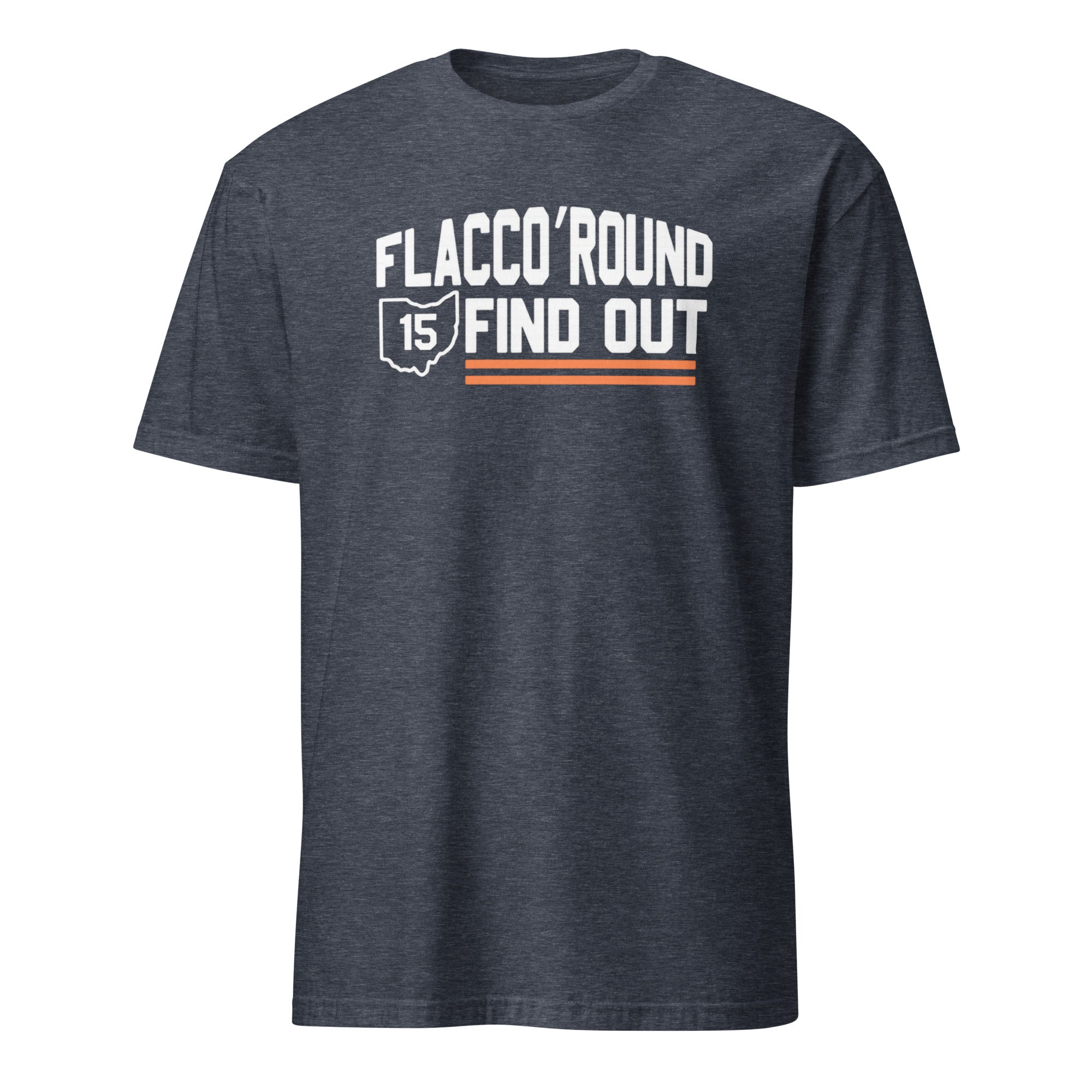 Cuccico Flacco Round And Find Out Shirt in Heather Navy – Cleveland Vs The World Dawg Pound tee