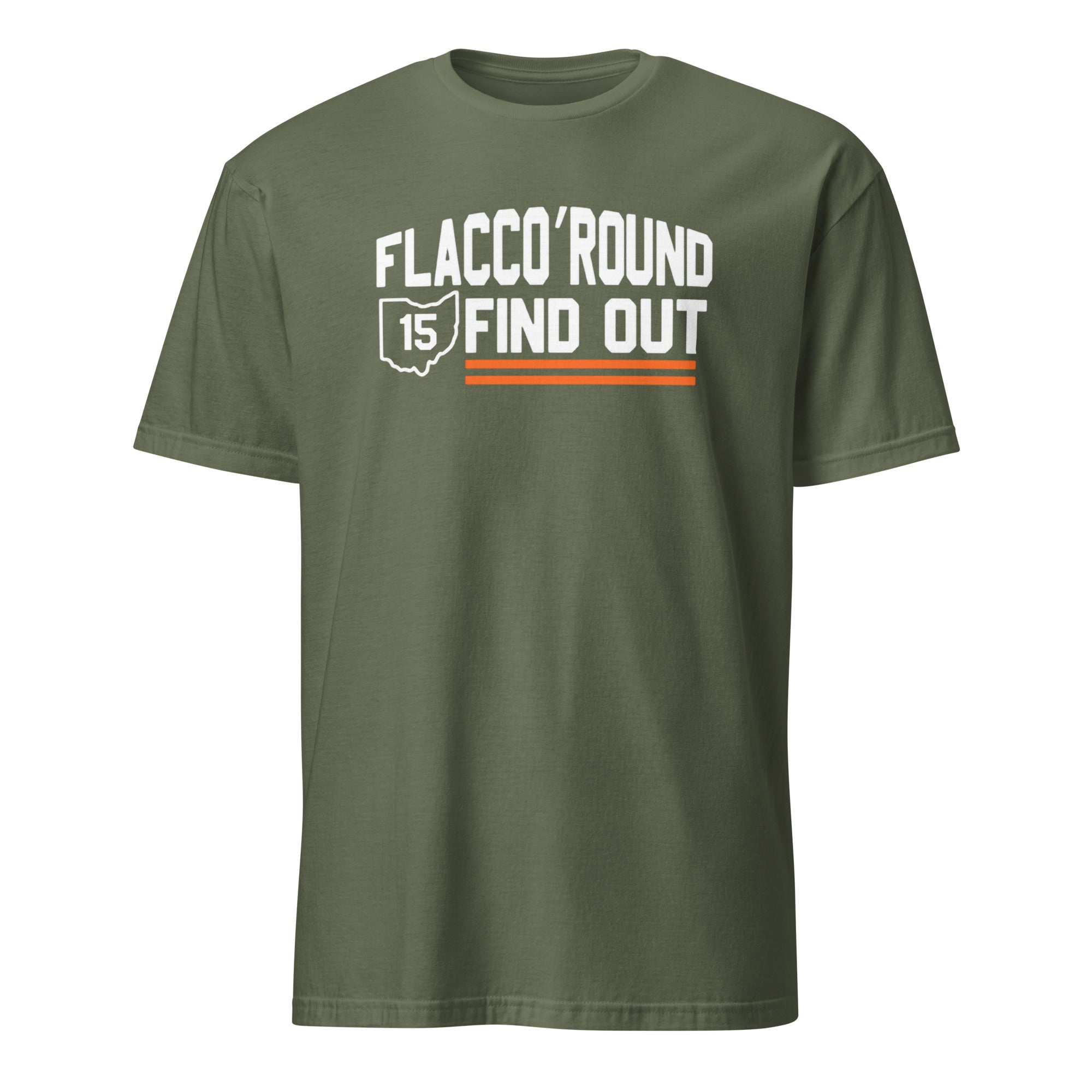 Cuccico Flacco Round And Find Out Shirt in Military Green – Dawg Pound Cleveland Vs The World shirt
