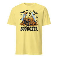 Cuccico Cute Bulldozer Halloween Shirt in Cornsilk with pumpkin and ghost print