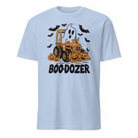 Cuccico Funny Halloween Construction T Shirt Boo-Dozer ghost bulldozer in Light Blue