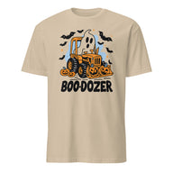 Cuccico Boo-Dozer Toddler Graphic Tee in Sand color with ghost bulldozer