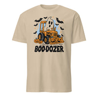Cuccico Boo-Dozer Toddler Graphic Tee in Sand color with ghost bulldozer