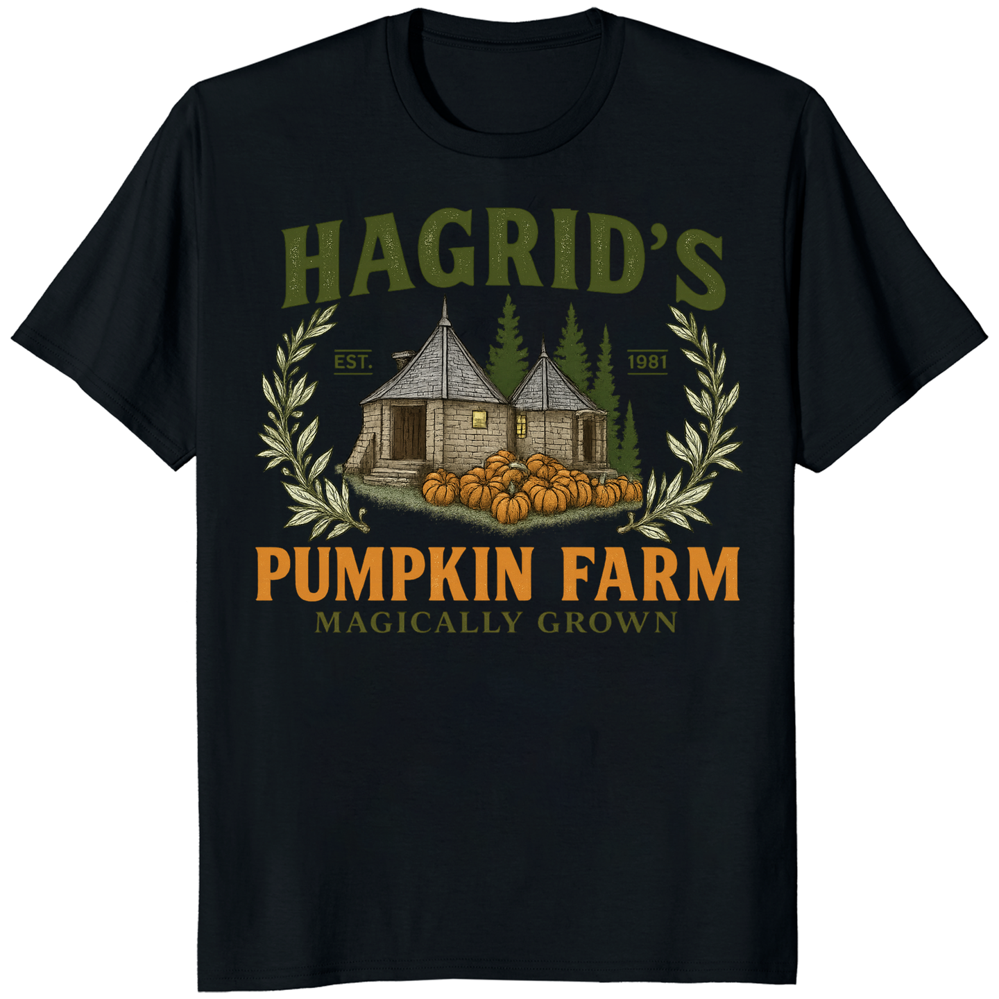 Cuccico Hagrid Pumpkin Shirt in black Fall Wizard Tee style