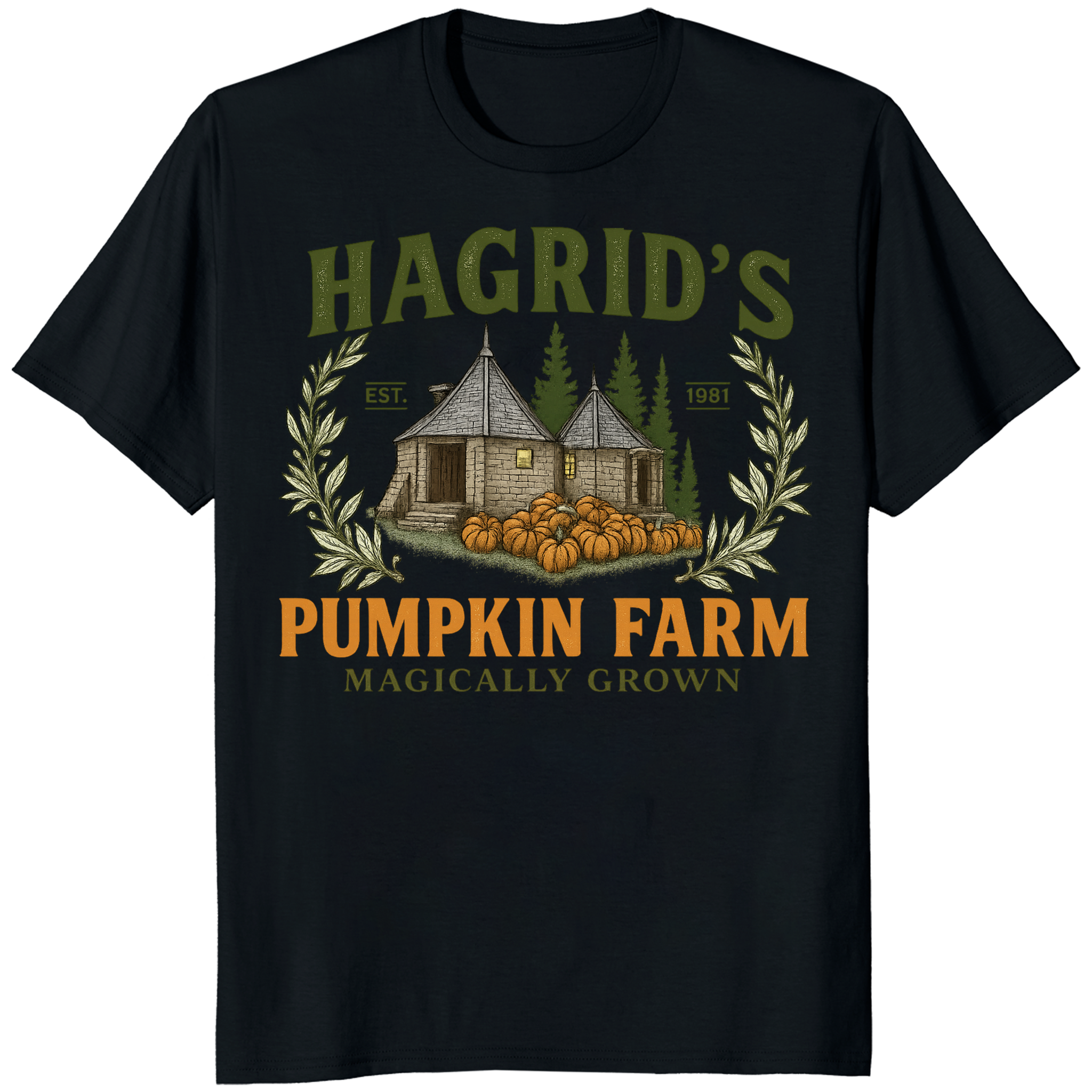 Cuccico Hagrid Pumpkin Shirt in black Fall Wizard Tee style