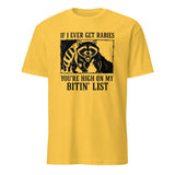 Cuccico If I Ever Get Rabies You’re High On My Bitin’ List Funny Raccoon Shirt in Daisy yellow