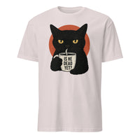 Cuccico Black Cat Is He Dead Yet Shirt in Ice Grey Political Statement Shirt
