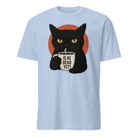 Cuccico Black Cat Is He Dead Yet Shirt in Light Blue Political Protest Shirt