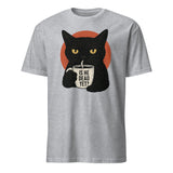 Cuccico Black Cat Is He Dead Yet Shirt in Sport Grey Anti Trump Protest Tee