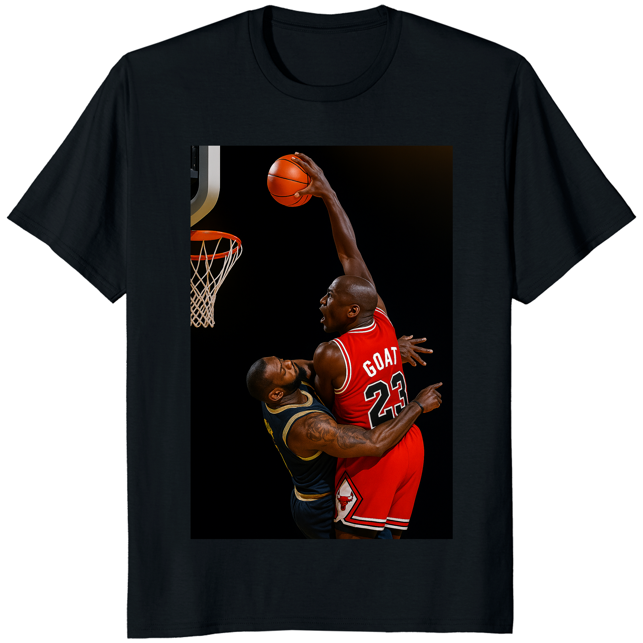 Cuccico Jordan vs LeBron Shirt in black with Basketball GOAT graphic