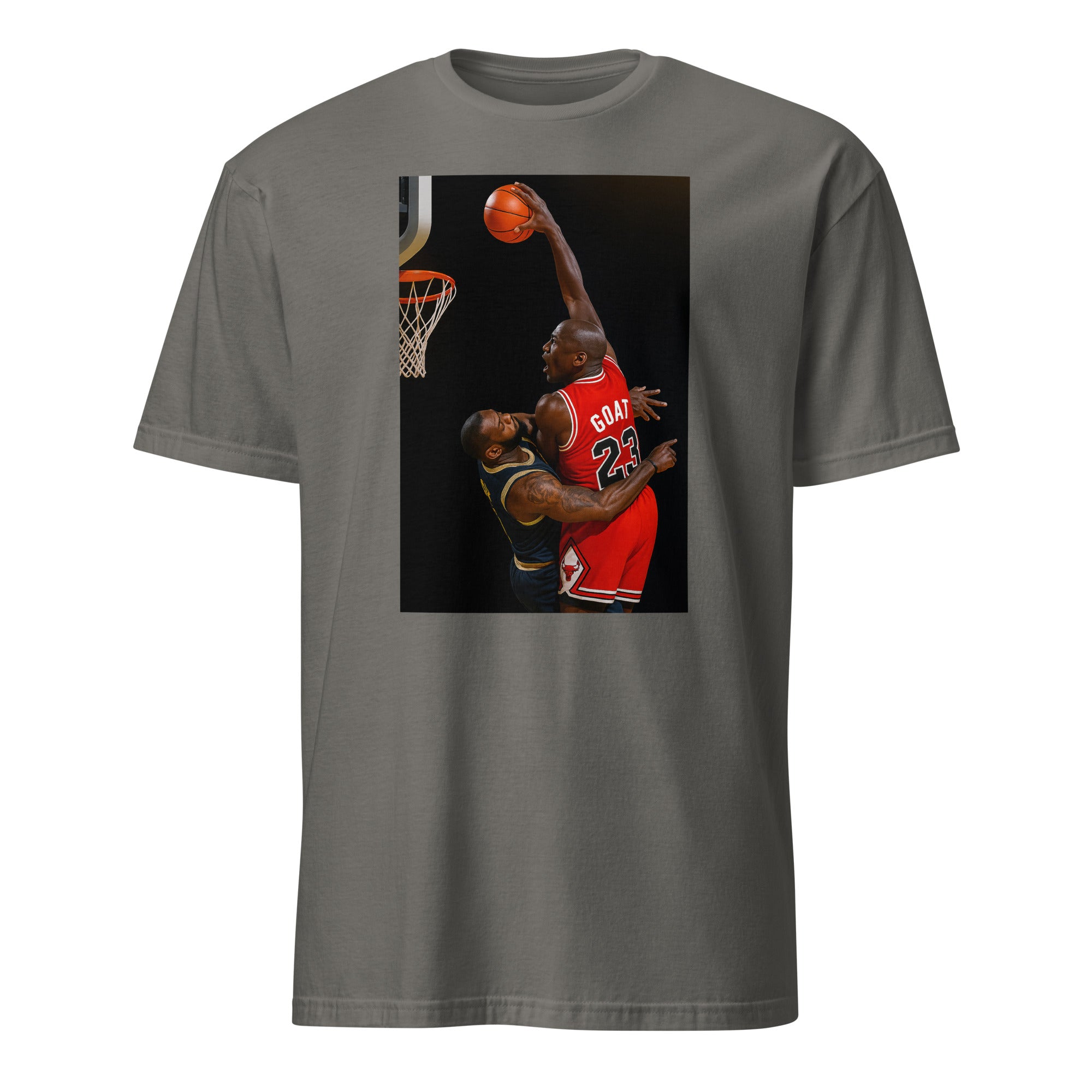 Cuccico Jordan vs LeBron T‑shirt in charcoal with Basketball GOAT graphic