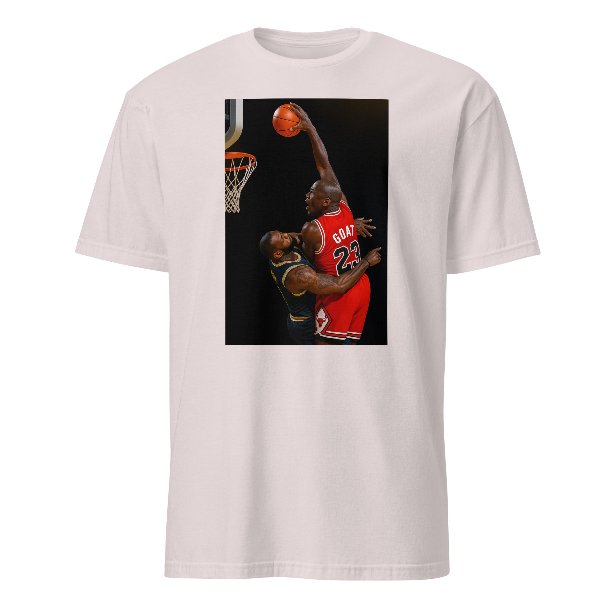 Cuccico Jordan vs LeBron T‑shirt in ice grey with Basketball GOAT graphic