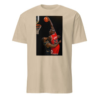 Cuccico Jordan vs LeBron T‑shirt in sand with Basketball GOAT graphic
