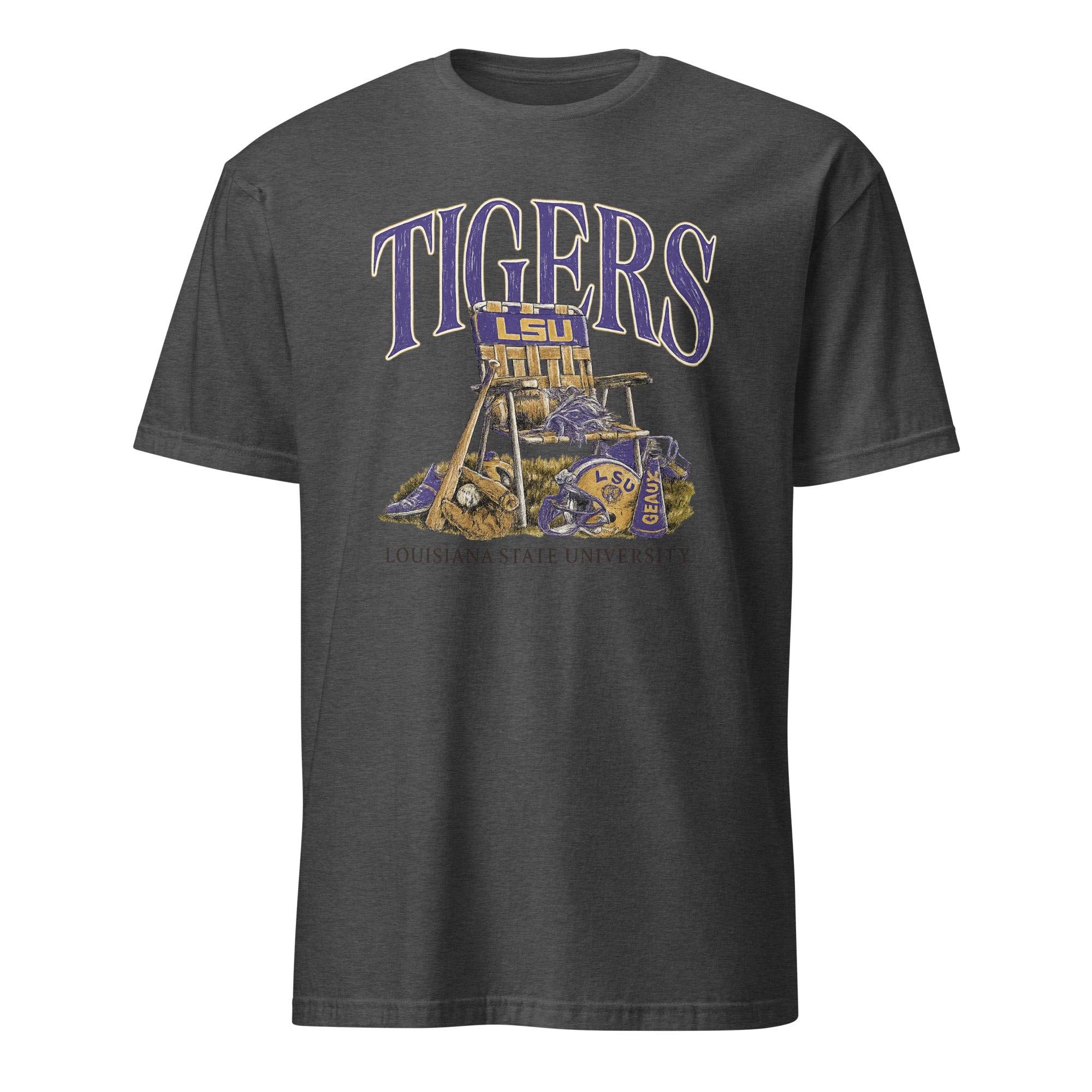 Cuccico LSU Tigers Performance Lawn Sports T-Shirt in Dark Heather Grey