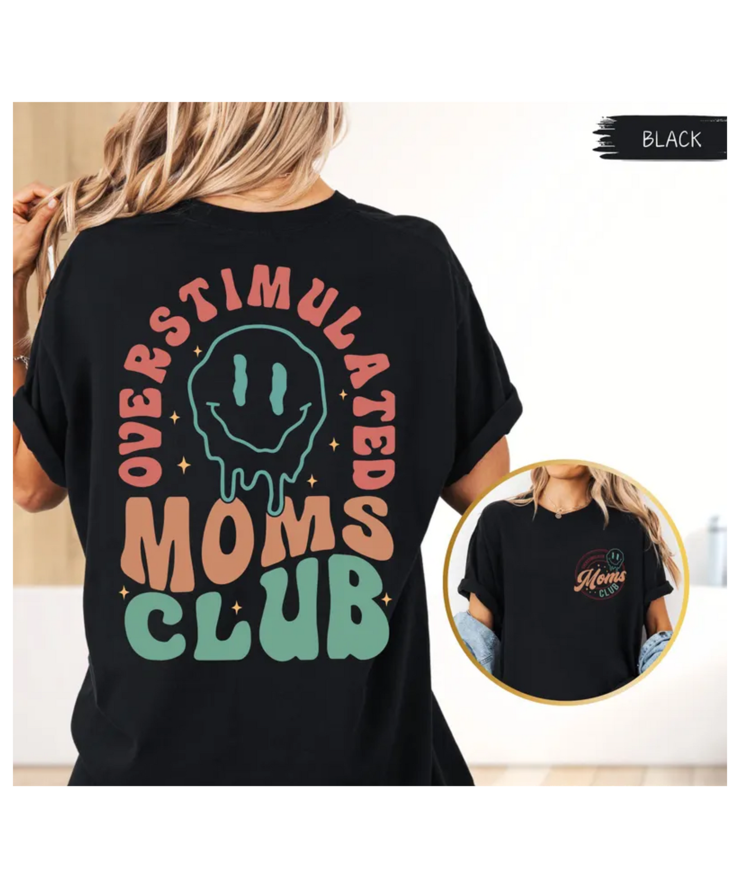 Cuccico Overstimulated Moms Club Shirt in Black – Sarcastic Mom Tee New Mom Gift