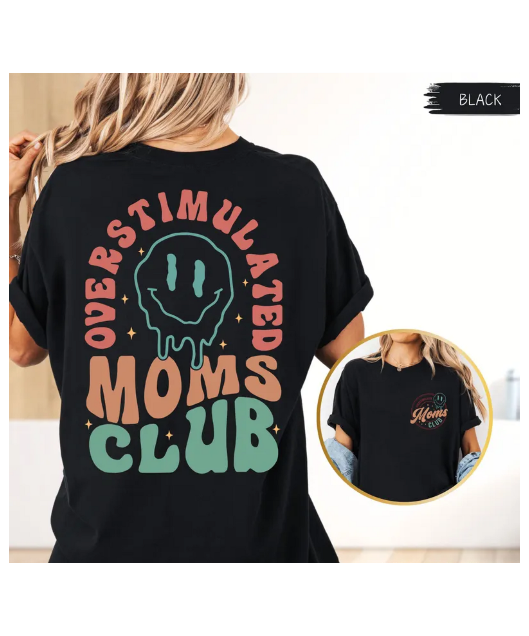 Cuccico Overstimulated Moms Club Shirt in Black – Sarcastic Mom Tee New Mom Gift