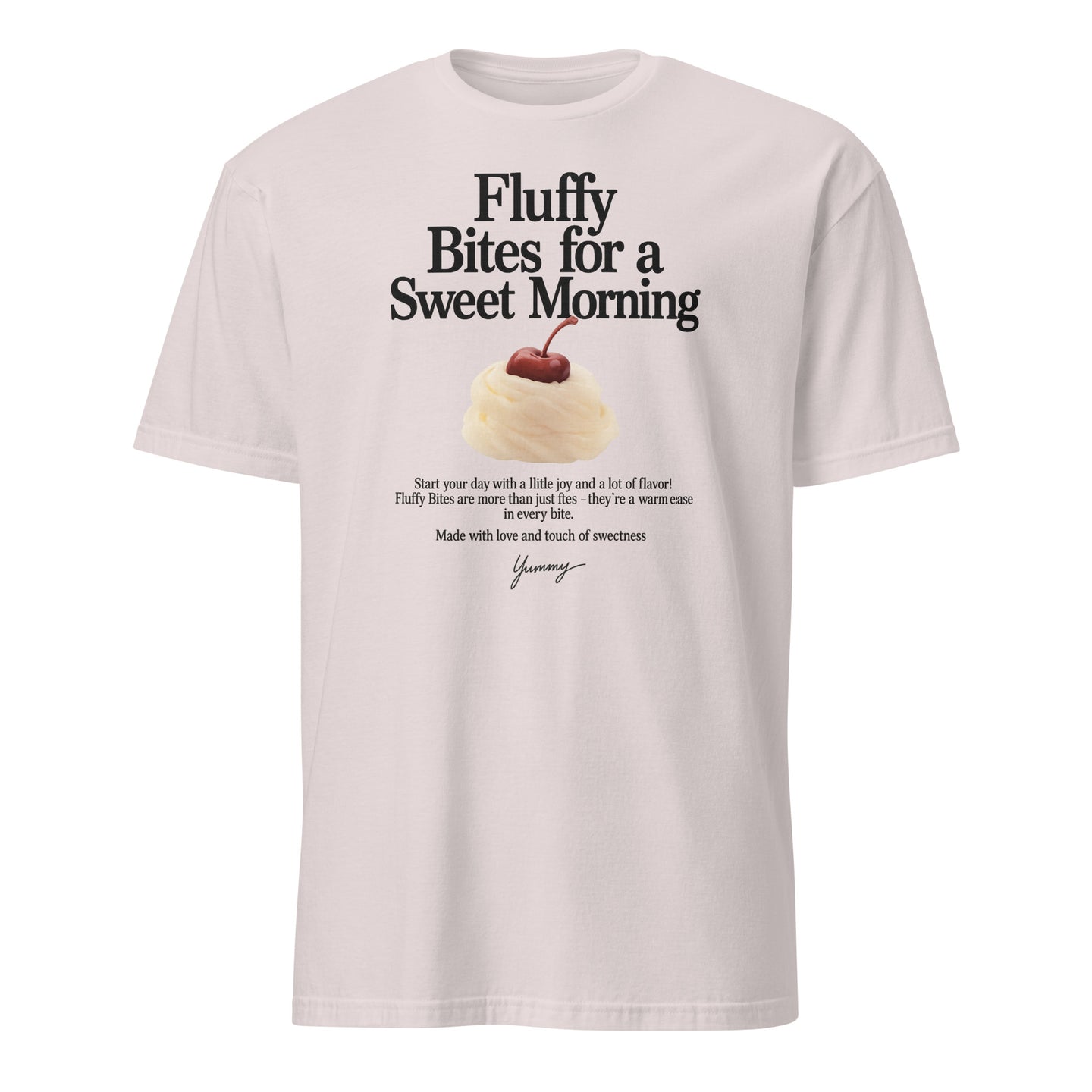 Cuccico Printed Cotton T-Shirt in Sand color with Fluffy Bites food print