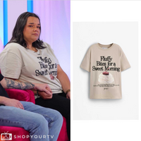 Cuccico Printed Cotton T-Shirt in Sand color with Fluffy Bites food print