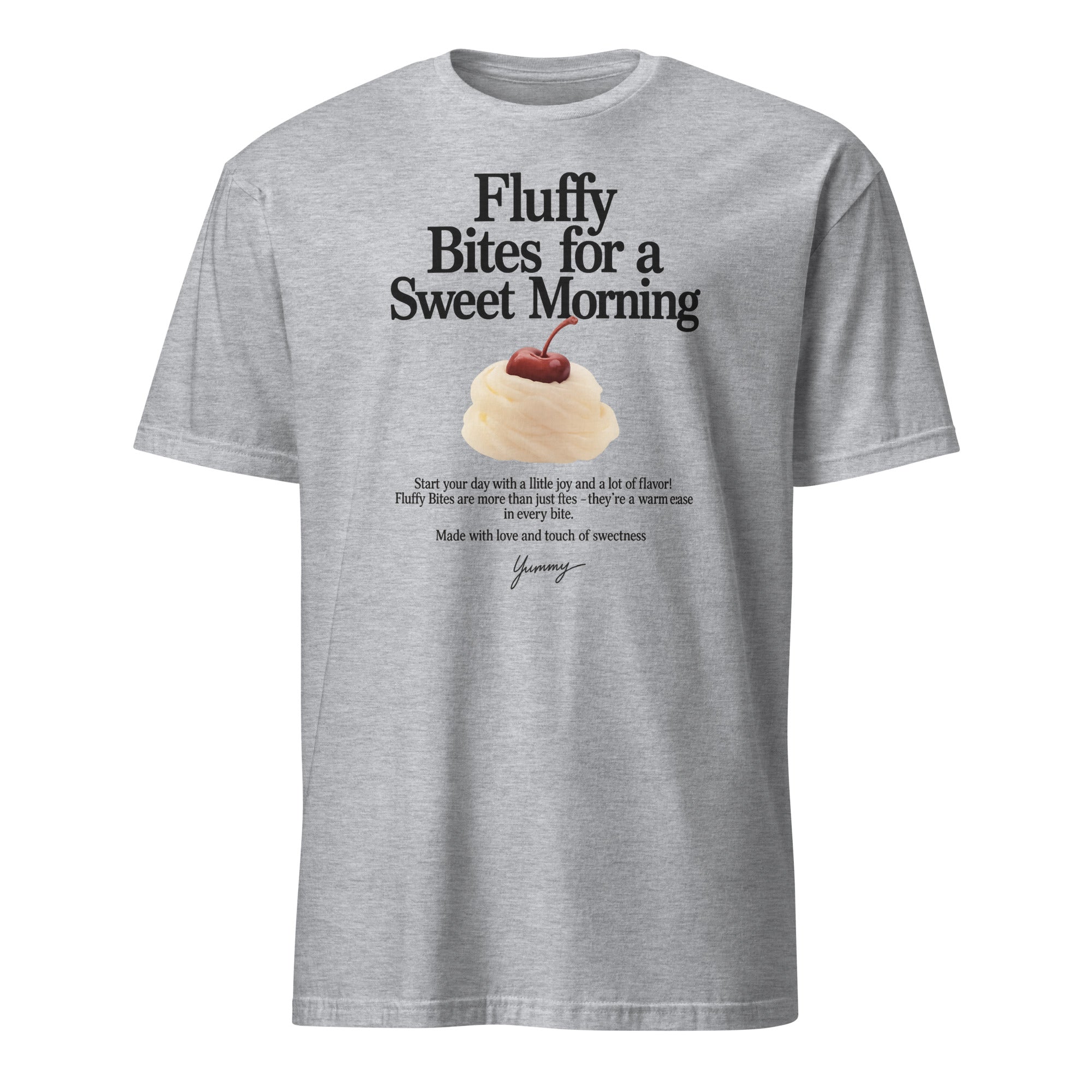 Cuccico Printed Cotton T-Shirt in Sport Grey with playful food graphic