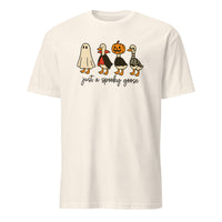 Cuccico Just a Spooky Goose Halloween tee in natural tone with Cute Horror Goose in Halloween Costumes Sublimation graphic