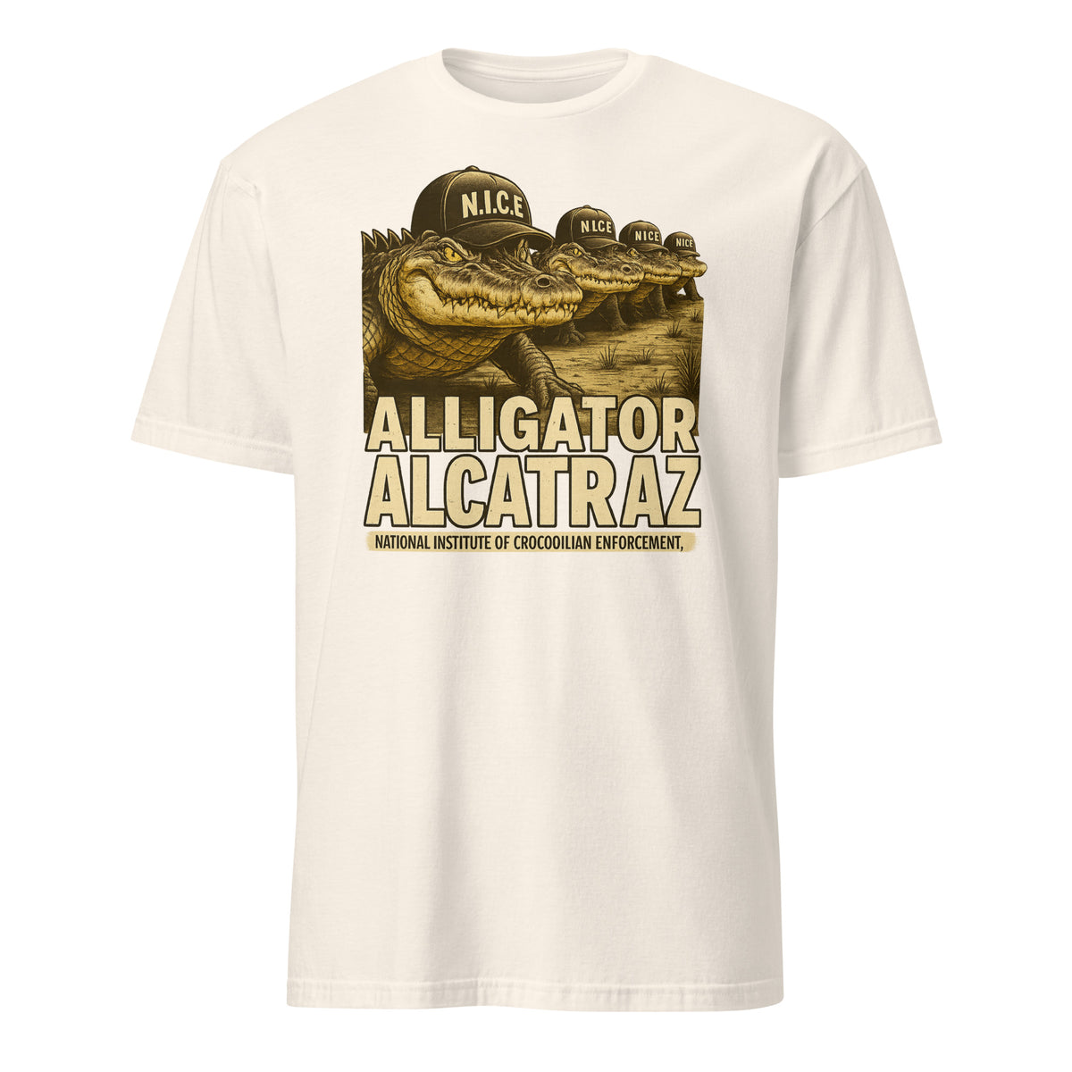 Cuccico Stop Alligator Alcatraz Shirt in Natural parody fashion

Sand