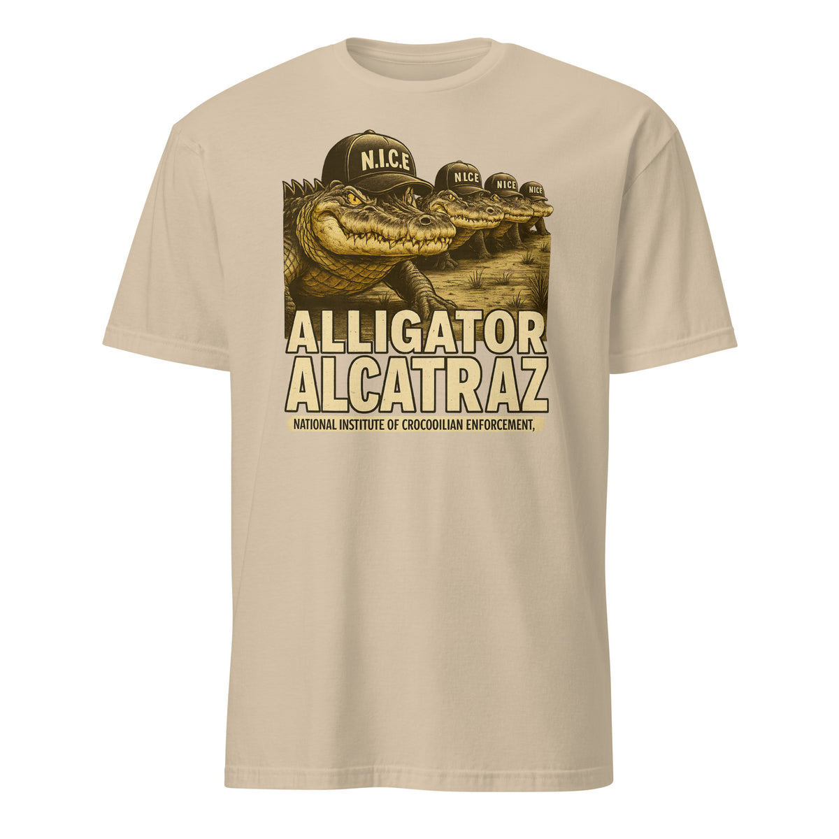 Cuccico Stop Alligator Alcatraz Shirt in Sand parody swamp humor
