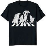 Cuccico Vintage Godzilla Abbey Road parody kaiju mashup T-shirt in black