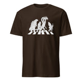 Cuccico Vintage Godzilla Abbey Road parody kaiju mashup T-shirt in dark chocolate