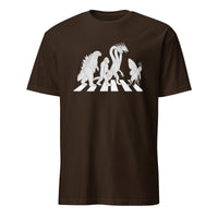 Cuccico Vintage Godzilla Abbey Road parody kaiju mashup T-shirt in dark chocolate