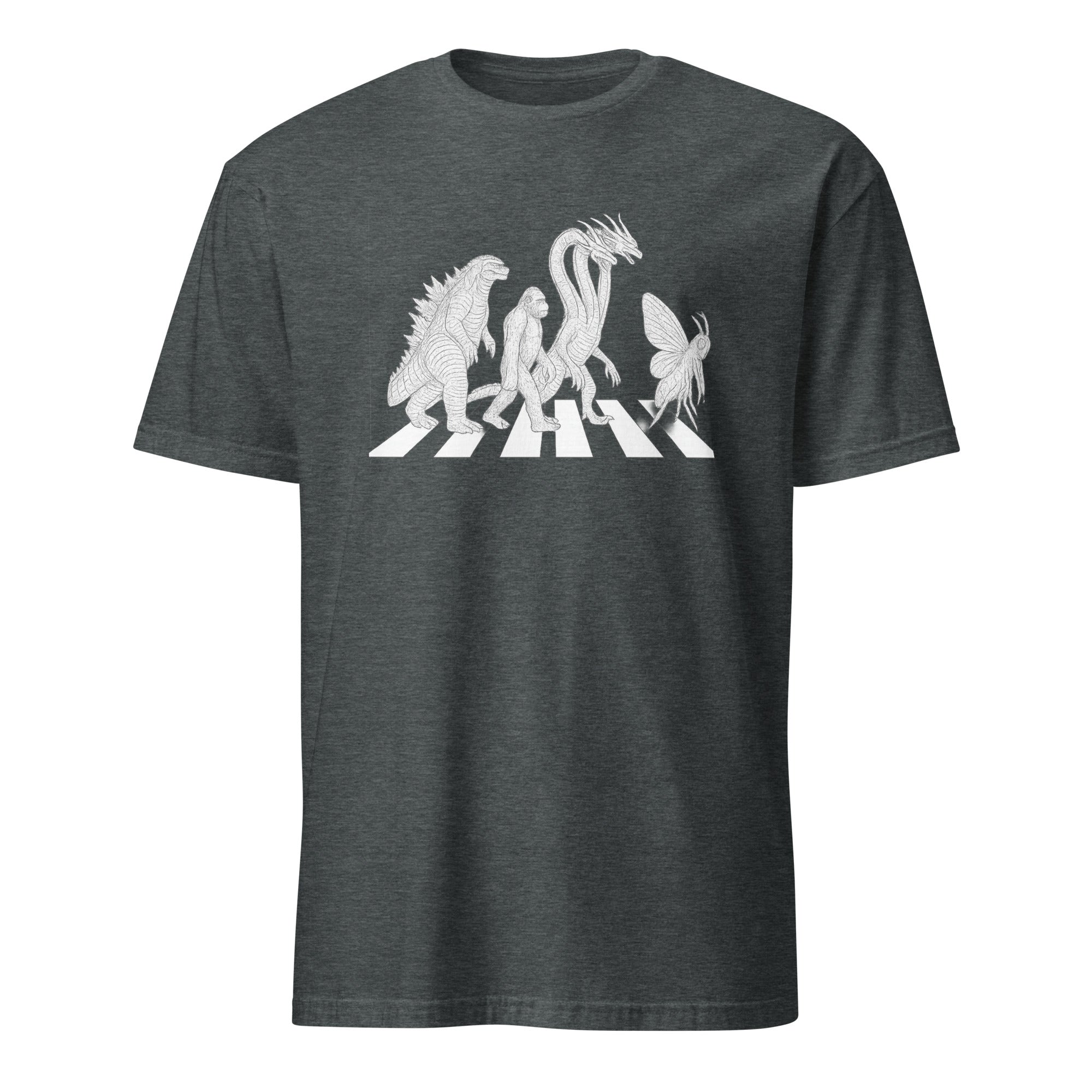 Cuccico Vintage Godzilla Abbey Road parody kaiju mashup T-shirt in dark heather
