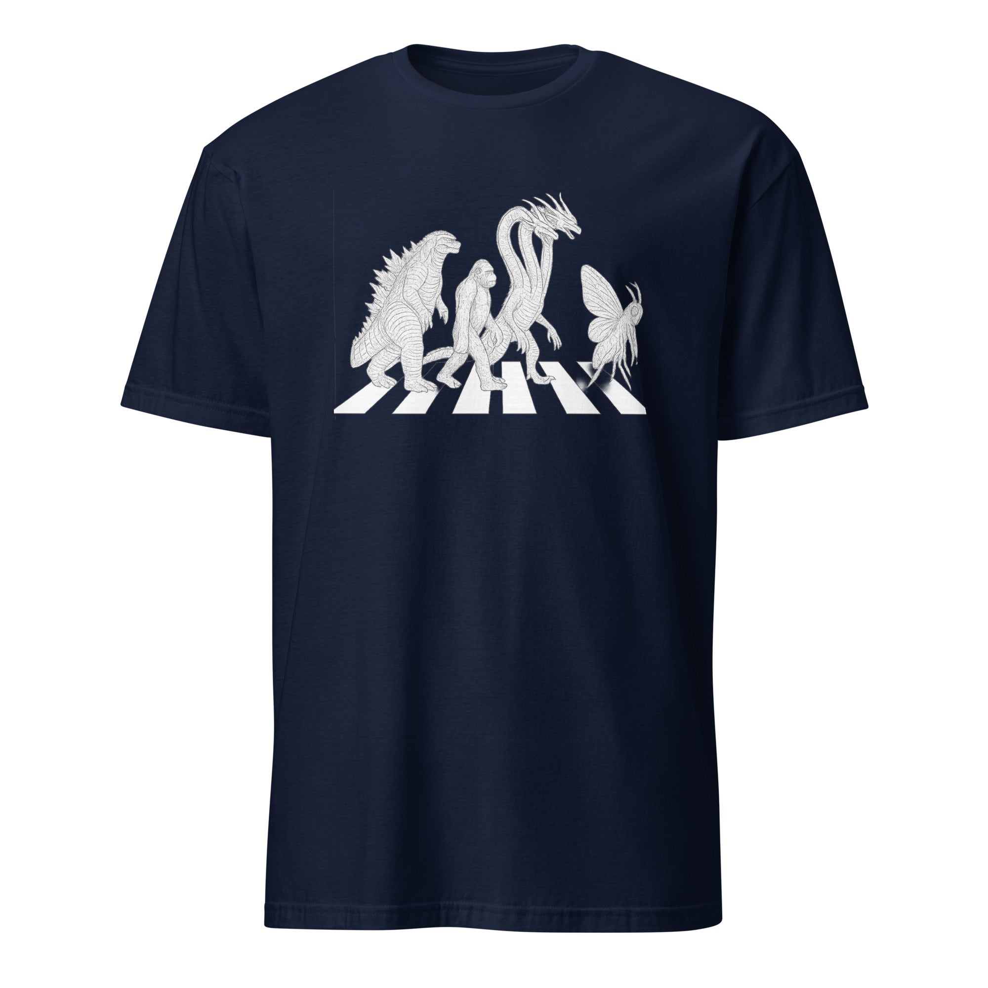 Cuccico Vintage Godzilla Abbey Road parody kaiju mashup T-shirt in navy